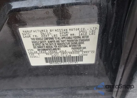 2012 Nissan Sentra 2.0 S z USA, uszkodzony, nr VIN 3N1AB6APXCL605781